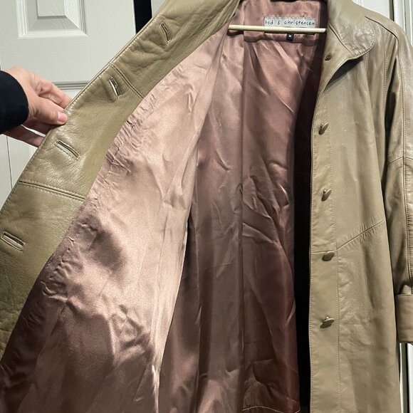 BOD & CHRISTENSEN Long Tan Leather Coat – Size M - Picture 7 of 9